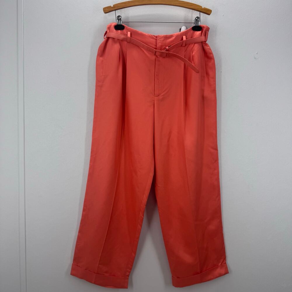 NWT Ralph Lauren Purple Label Womens High Waist Wide Leg Silk Pants sz 14 Preppy
